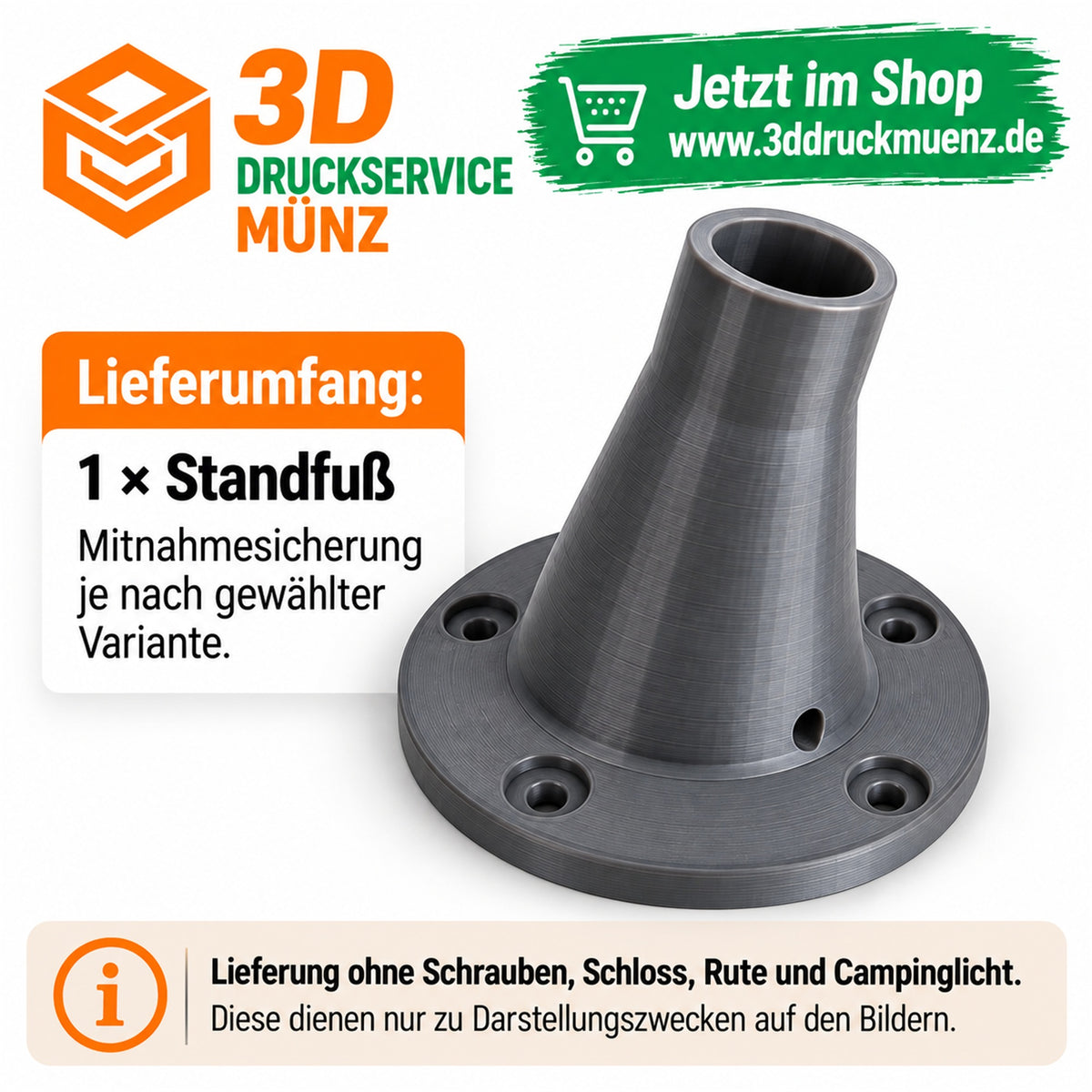 Standfuß / Bodenhalter für Campinglicht-Ruten
