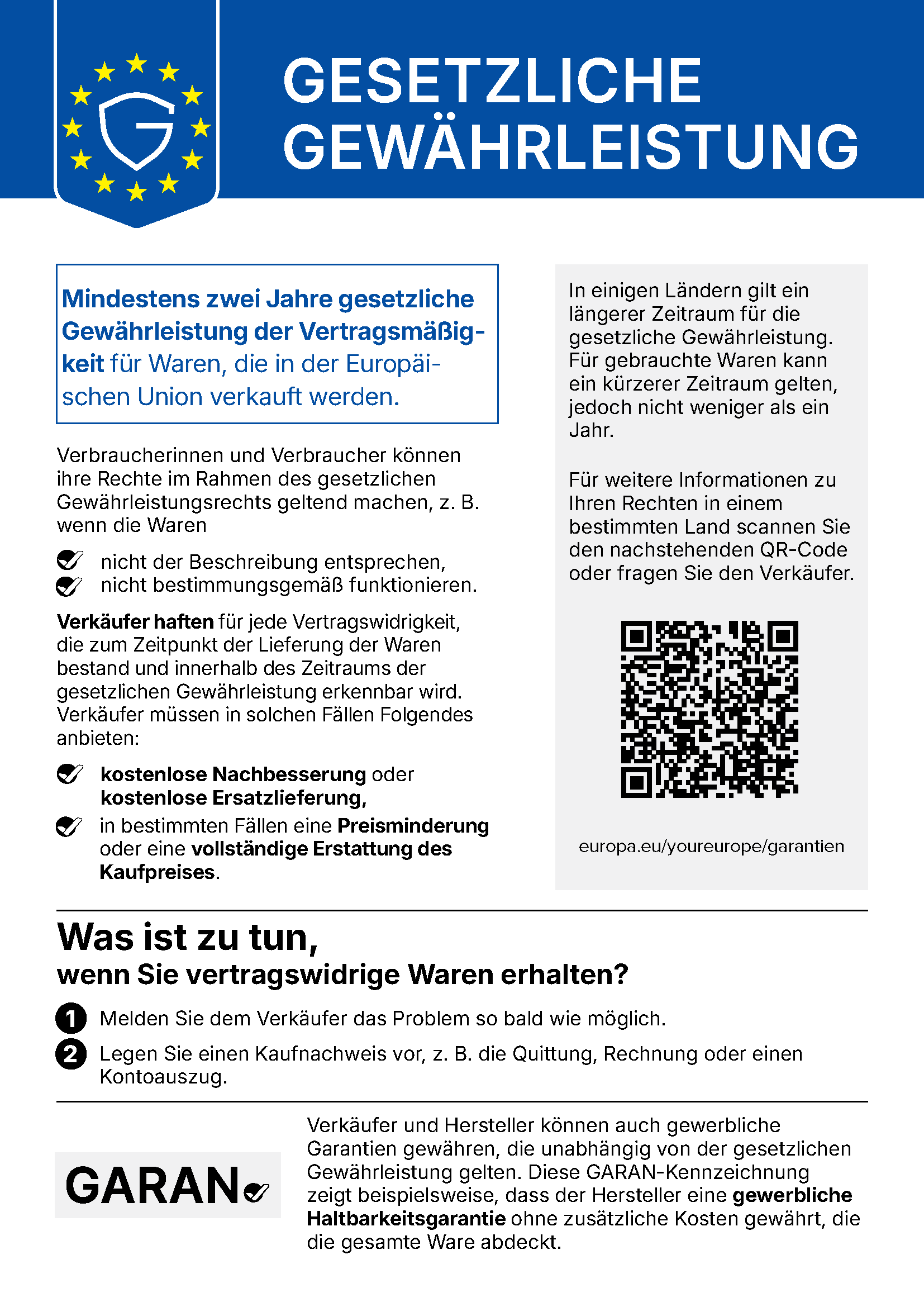 Offizielle EU-Mitteilung über die gesetzlichen Gewährleistungsrechte